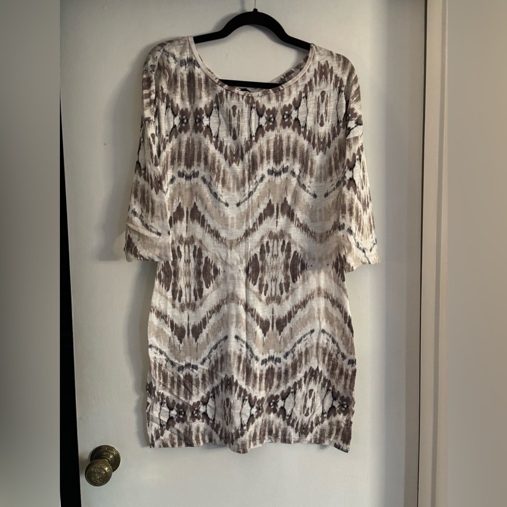 Brown and Cream Patterned Dress